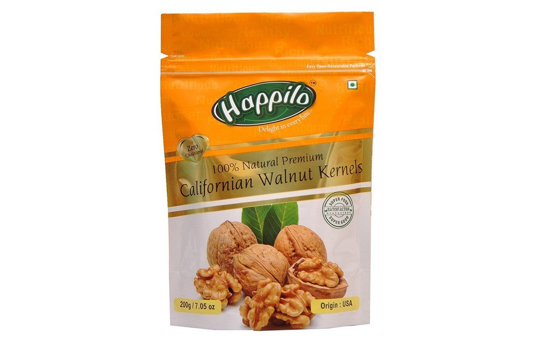 Happilo 100% Natural Premium Californian Walnut Kernels   Pack  200 grams
